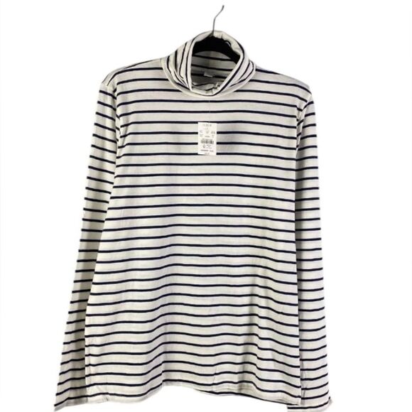 NWT J CREW Factory Striped Tissue turtleneck Ivory Navy Blue - Picture 3 of 6
